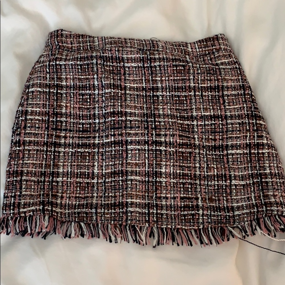 Pink tweed mini skirt